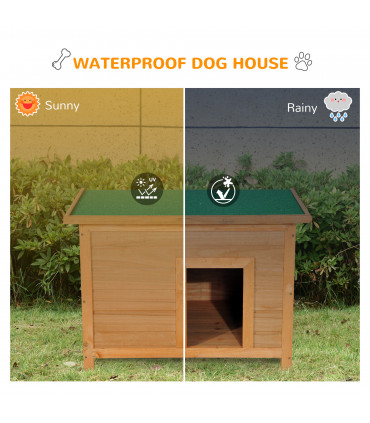 Dog Kennel House Garden Shelter Wooden Yellow 82L x 58W x 58H cm Solid Fir Wood