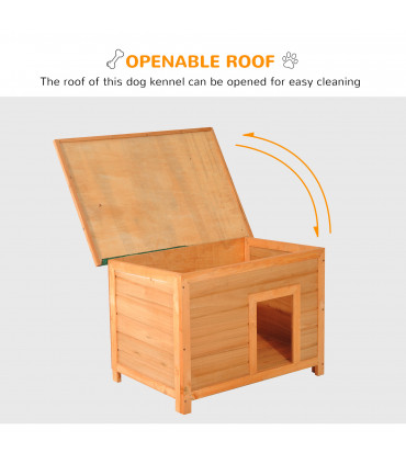 Dog Kennel House Garden Shelter Wooden Yellow 82L x 58W x 58H cm Solid Fir Wood