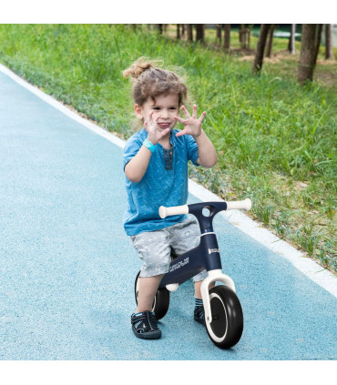 Baby Balance Bike Blue 31-35cm Adjustable Seat Wide Wheels Safe Comfortable