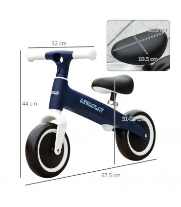 Baby Balance Bike Blue 31-35cm Adjustable Seat Wide Wheels Safe Comfortable