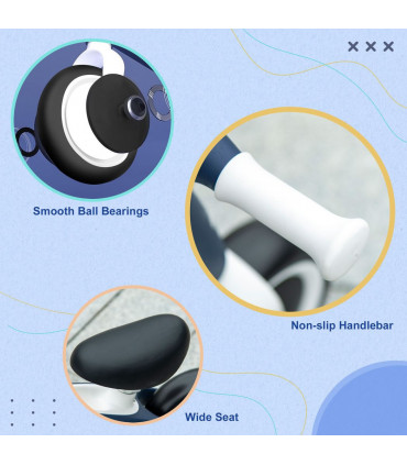 Baby Balance Bike Blue 31-35cm Adjustable Seat Wide Wheels Safe Comfortable