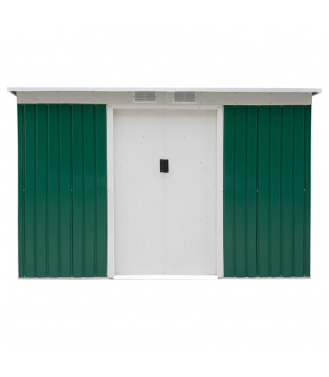 Garden Metal Storage Shed Deep Green Galvanised Steel 280cm x 130cm x 172cm