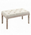 Bench Tufted Upholstered Foot Stool Linen-Touch Fabric Beige 159H x 50L x 37Wcm