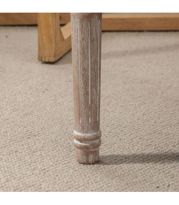 Bench Tufted Upholstered Foot Stool Linen-Touch Fabric Beige 159H x 50L x 37Wcm