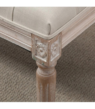Bench Tufted Upholstered Foot Stool Linen-Touch Fabric Beige 159H x 50L x 37Wcm