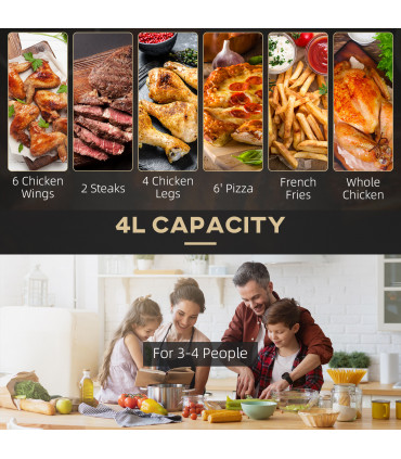 Air Fryer 1300W 4L with Rapid Air Circulation Timer and Nonstick Basket