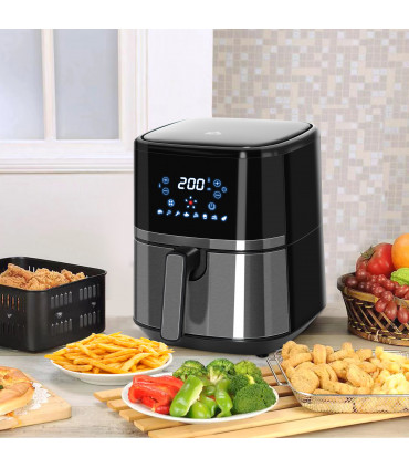 Air Fryer 4.5L 1500W with Digital Display Rapid Air Circulation Timer - Black