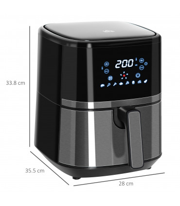 Air Fryer 4.5L 1500W with Digital Display Rapid Air Circulation Timer - Black