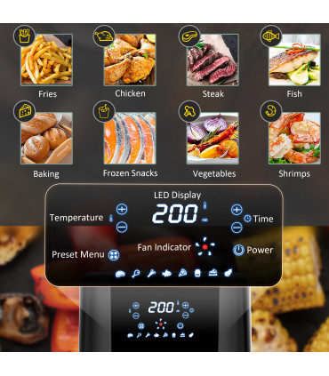 Air Fryer 4.5L 1500W with Digital Display Rapid Air Circulation Timer - Black