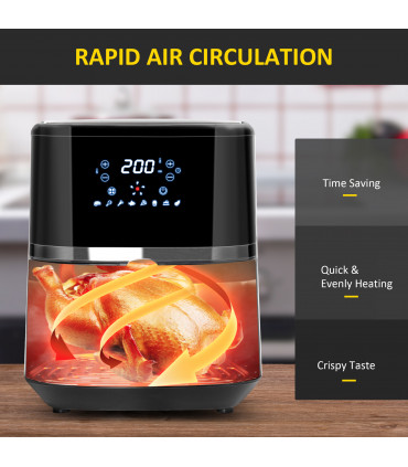 Air Fryer 4.5L 1500W with Digital Display Rapid Air Circulation Timer - Black
