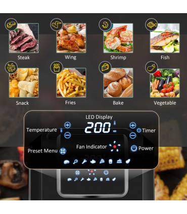 Air Fryer 1700W 6.5L with Digital Display Timer for Low Fat Cooking HOMCOM