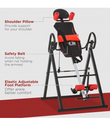 Adjustable Gravity Inversion Table w/ Safety Belt For Muscle Pain HOMCOM