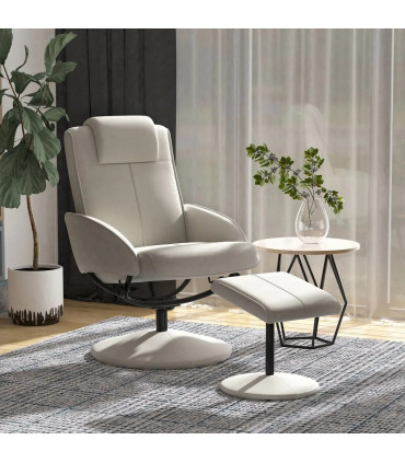 Adjustable Recliner Swivel Leather Armchair 360 Rotatable Stool W/ Footrest