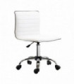 Armless Mid-Back Adjustable Office Chair 360 Swivel Ergonomic White PU Leather