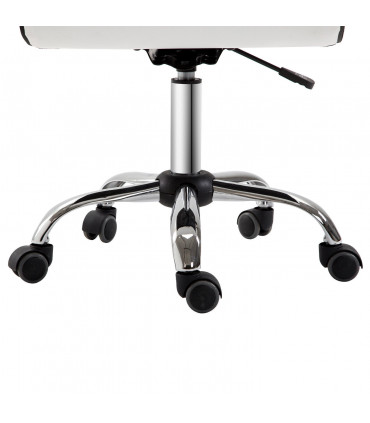 Armless Mid-Back Adjustable Office Chair 360 Swivel Ergonomic White PU Leather