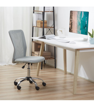 Armless Office Chair Ergonomic Padded Height Adjustable Mesh Back 5 Wheels