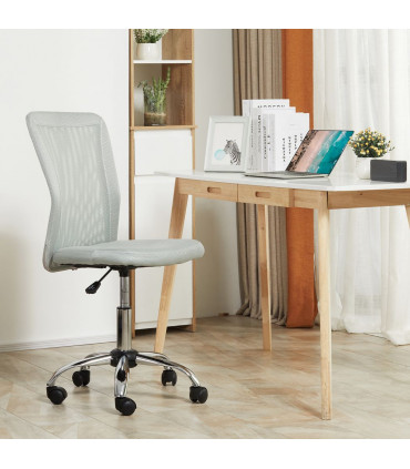 Armless Office Chair Ergonomic Padded Height Adjustable Mesh Back 5 Wheels