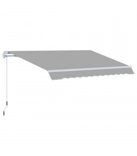 Awning Canopy Garden Outdoor Shelter UV Block Aluminium Crank 3 x 2m Light Grey