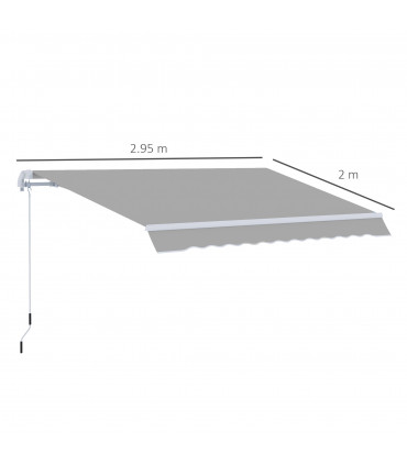 Awning Canopy Garden Outdoor Shelter UV Block Aluminium Crank 3 x 2m Light Grey