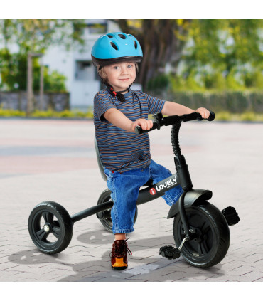 Baby Kids Children Toddler Tricycle Ride on Trike W/ 3 Wheels Black Metal Frame