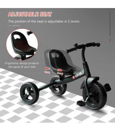 Baby Kids Children Toddler Tricycle Ride on Trike W/ 3 Wheels Black Metal Frame