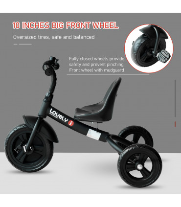 Baby Kids Children Toddler Tricycle Ride on Trike W/ 3 Wheels Black Metal Frame