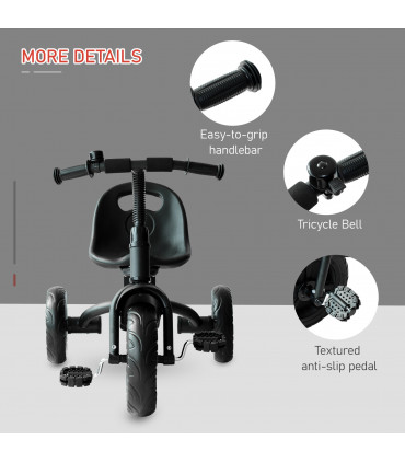 Baby Kids Children Toddler Tricycle Ride on Trike W/ 3 Wheels Black Metal Frame