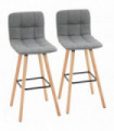 Bar Stool Set of 2 Armless Button-Tufted Counter Height Bar Chairs Grey