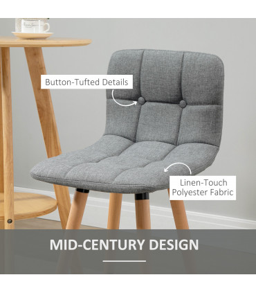 Bar Stool Set of 2 Armless Button-Tufted Counter Height Bar Chairs Grey