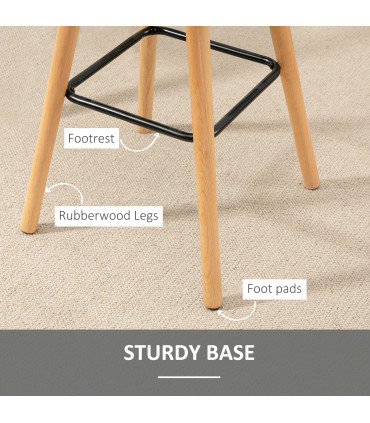 Bar Stool Set of 2 Armless Button-Tufted Counter Height Bar Chairs Grey