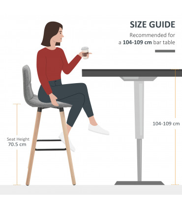 Bar Stool Set of 2 Armless Button-Tufted Counter Height Bar Chairs Grey