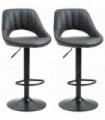 Barstools Set of 2 Adjustable Swivel Height PU Leather Counter Chairs Footrest