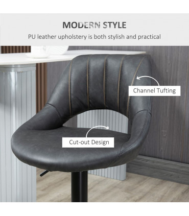 Barstools Set of 2 Adjustable Swivel Height PU Leather Counter Chairs Footrest