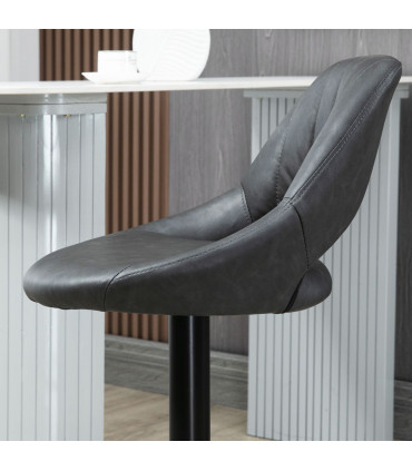 Barstools Set of 2 Adjustable Swivel Height PU Leather Counter Chairs Footrest