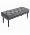 Bed End Bench Button Tufted Upholstered Window Seat for Living Room Grey