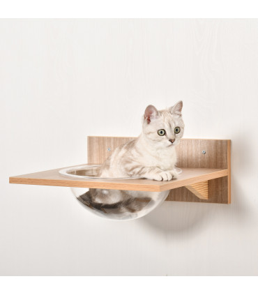 Cat Tree 4PCs Wall-mounted Shelf Set Climbing Tower W/ Hammock Scratching Post