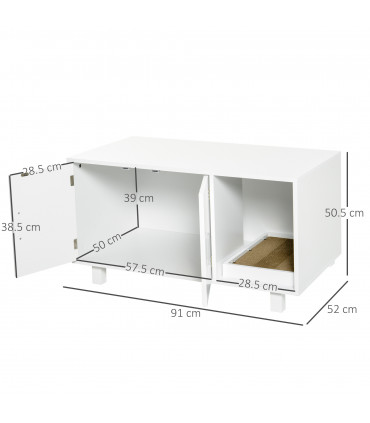 Cat Litter Box Enclosure & House w/ Nightstand/End Table Design, White Pawhut