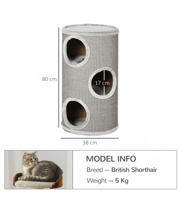 Cat Barrel Kitten Tree Tower for Indoor Cats, Covered with Sisal, Cosy Platform