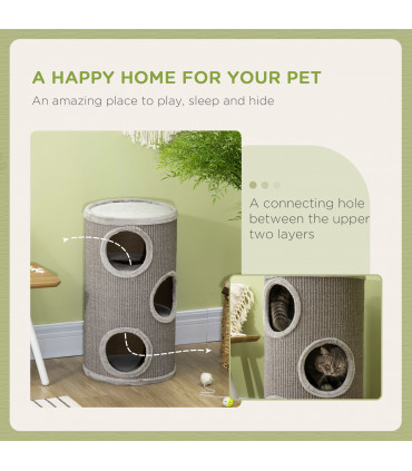 Cat Barrel Kitten Tree Tower for Indoor Cats, Covered with Sisal, Cosy Platform