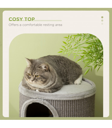 Cat Barrel Kitten Tree Tower for Indoor Cats, Covered with Sisal, Cosy Platform