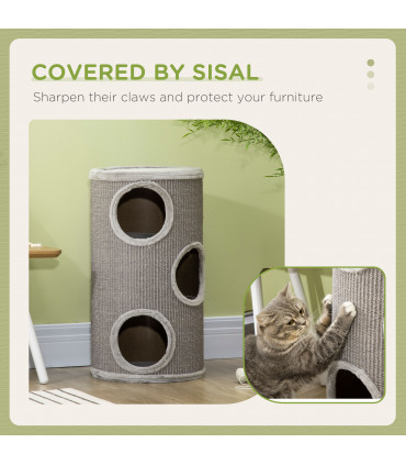 Cat Barrel Kitten Tree Tower for Indoor Cats, Covered with Sisal, Cosy Platform