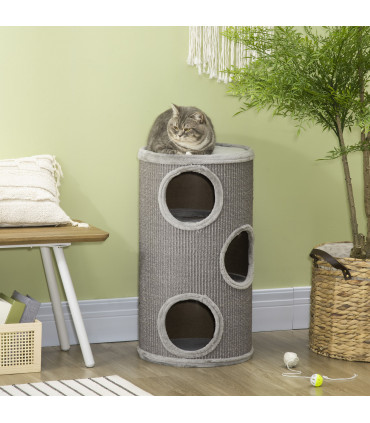 Cat Barrel Kitten Tree Tower for Indoor Cats, Covered with Sisal, Cosy Platform
