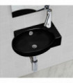 Ceramic Bathroom Sink Basin Faucet/Overflow Hole Black Round