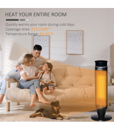 Ceramic Tower Indoor Space Heater w/ 42° Oscillation Remote Control 8Hrs Timer