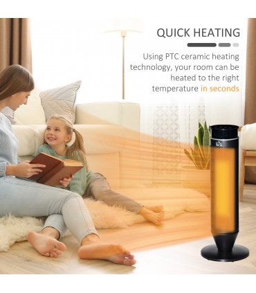 Ceramic Tower Indoor Space Heater w/ 42° Oscillation Remote Control 8Hrs Timer