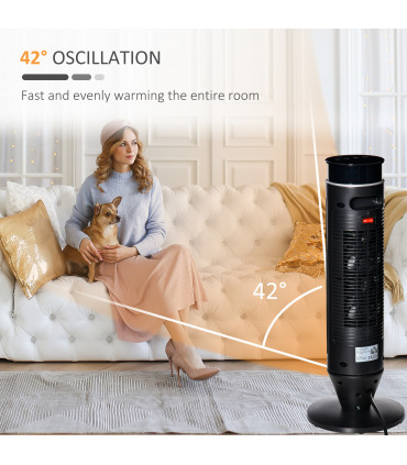 Ceramic Tower Indoor Space Heater w/ 42° Oscillation Remote Control 8Hrs Timer