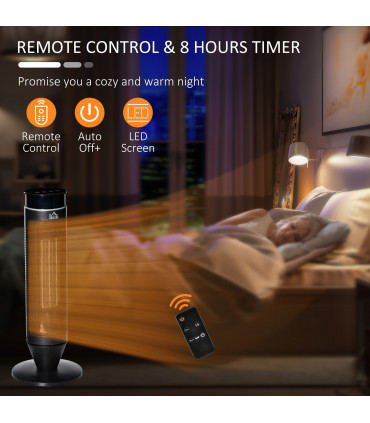 Ceramic Tower Indoor Space Heater w/ 42° Oscillation Remote Control 8Hrs Timer