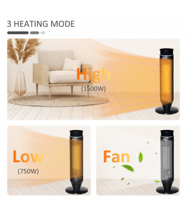 Ceramic Tower Indoor Space Heater w/ 42° Oscillation Remote Control 8Hrs Timer