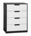 Chest of Drawers 4 Drawers Cabinet Organiser Unit White Black 60cmx40cmx80cm