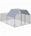 Chicken Run W/ Roof, Walk In Chicken Coop for 10-12 Chickens, Hen House Silver